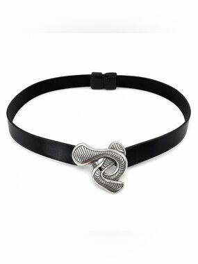 Adjustable Chicos‎ Silver Snake Buckle Belt Statement Abstract Off the Hip